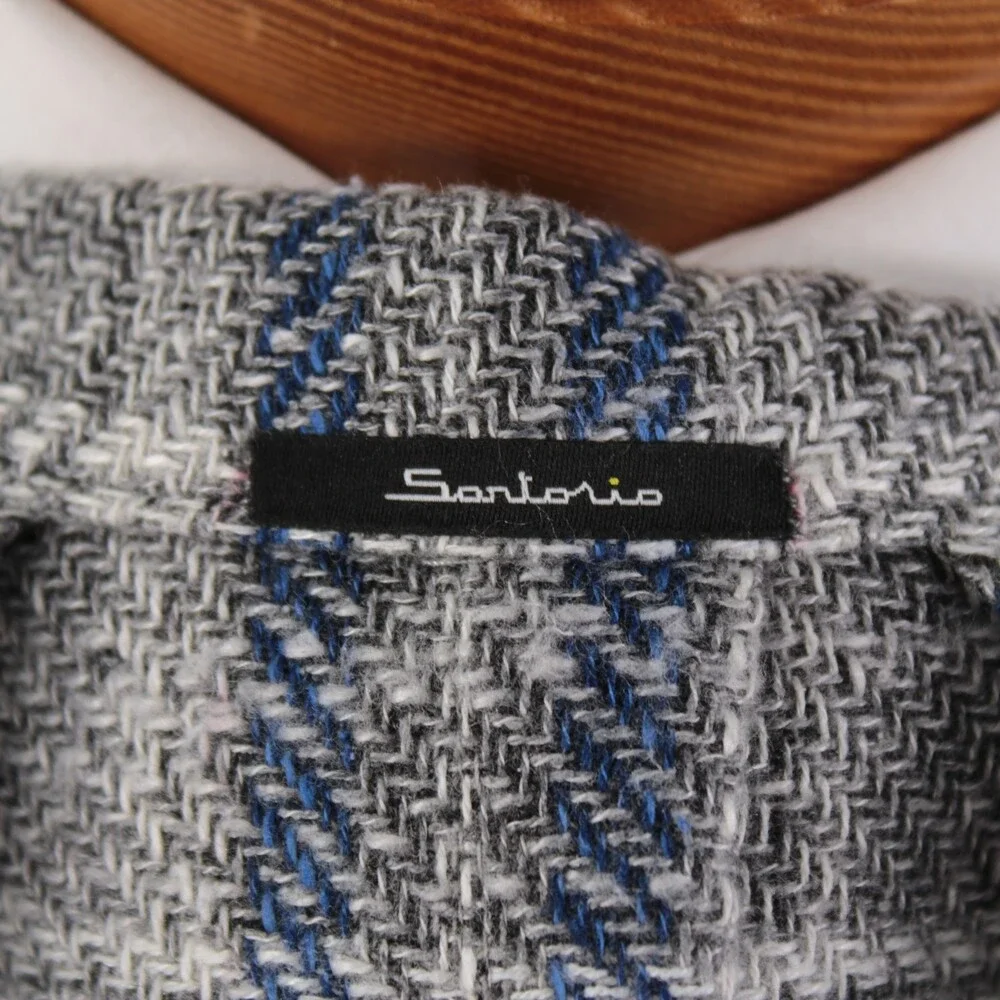 Sartorio Kiton NWT Wool Blend Sport Coat Size 48R (38R US) Gray w/ Blue & White